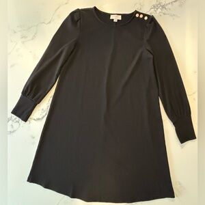 LOFT Oulet Black Long Sleeve Knit Dress with Button Accents, Size XSP, NWOT